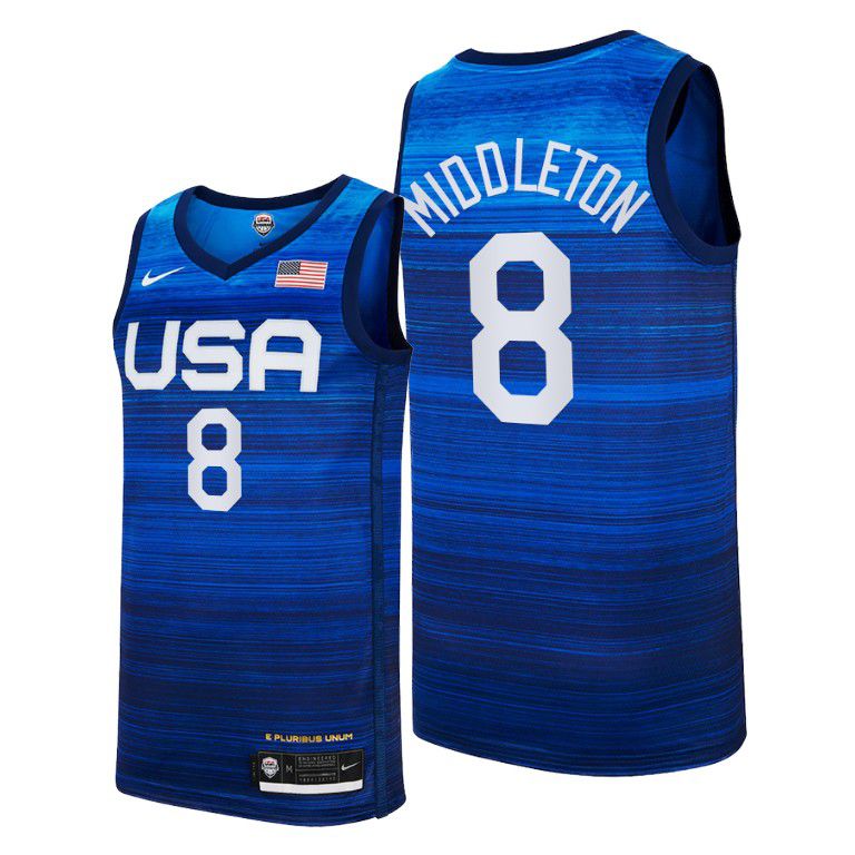 2021 Olympic USA 8 Middleton Blue Nike NBA Jerseys